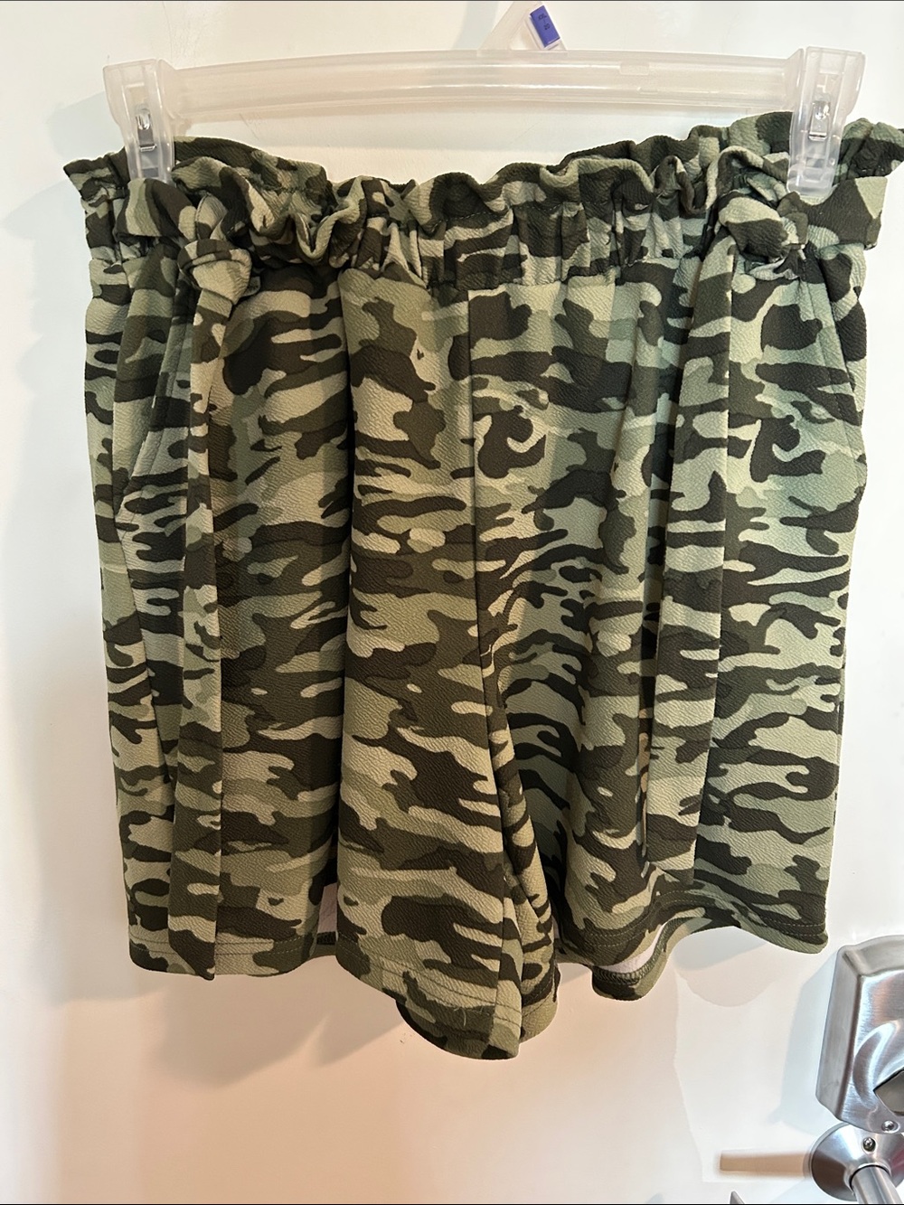 Camo Elastic Waist Shorts - Green Camo